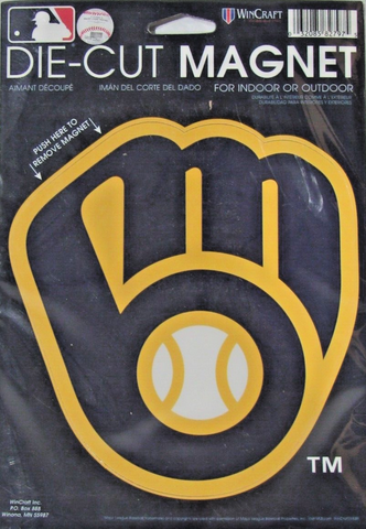 MLB Milwaukee Brewers 6 1/4" by 6" Auto Die-Cut Magnet Logo by WinCraft