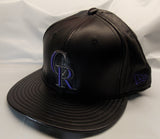 New Colorado Rockies size 8 Logo on Black Leather New Era Fitted Hat