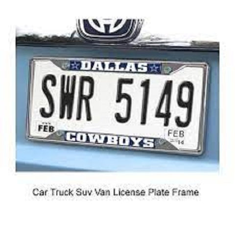 NFL Dallas Cowboys Chrome License Plate Frame white Letters on Blue Image