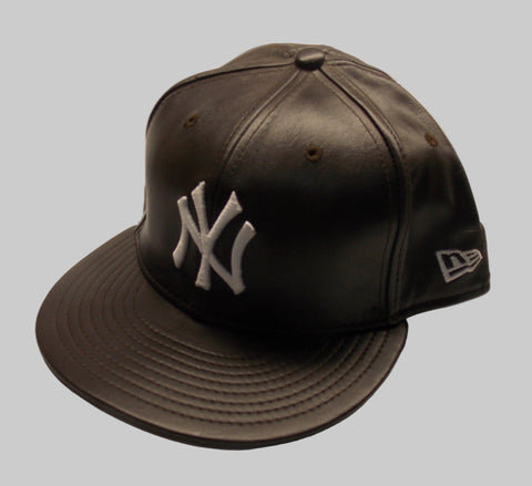 NWT MLB New York Yankees Brown Leather Cap/Hat Fitted Sz 7 1/4