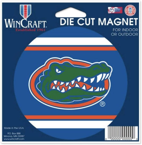 NCAA Florida Gators Logo on 4 inch Round Stripe Auto Magnet by WinCraft