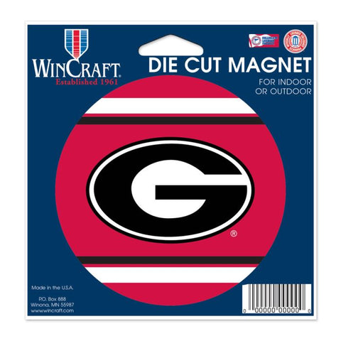 NCAA Georgia Bulldogs Logo on 4 inch Round Stripe Auto Magnet by WinCraft