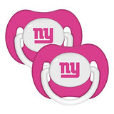 NFL New York Giants Pink Pacifiers Set of 2 w/ Solid Shield in Case