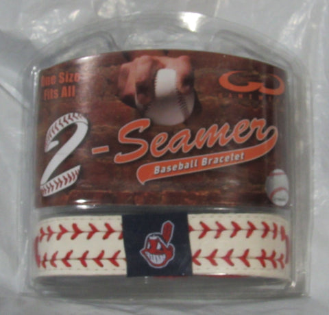 MLB Cleveland Indians White 2 Seamer w/Red Stitching Team Baseball Bracelet