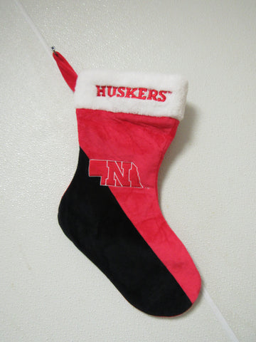 NCAA Nebraska Cornhuskers Logo Embroidered on 18" Red/Black Christmas Stocking