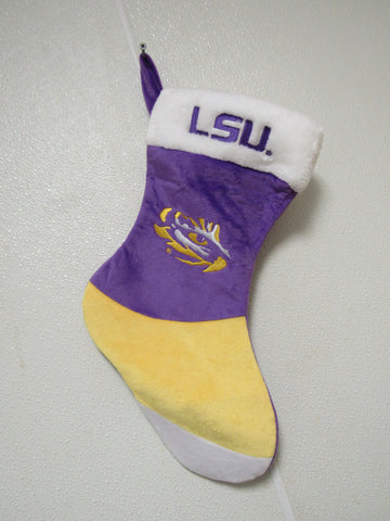 Embroidered NCAA LSU Tigers on 18" Yellow/Purple Basic Christmas Stocking