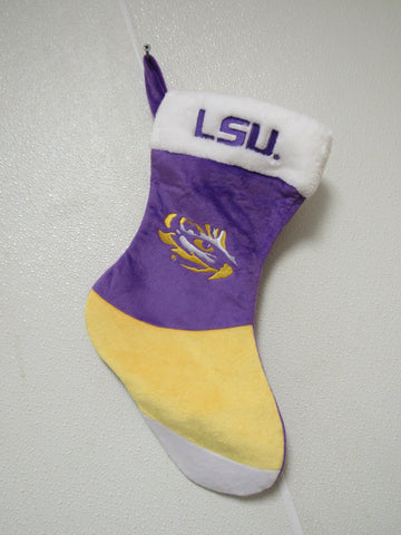 NCAA LSU Tigers Logo Embroidered on 18" Yellow/Purple Basic Christmas Stocking