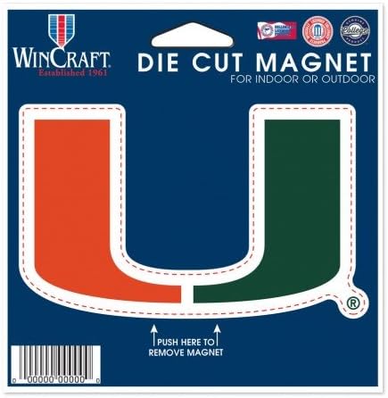 NCAA Miami Hurricanes Logo on 4 inch Auto Magnet by WinCraft
