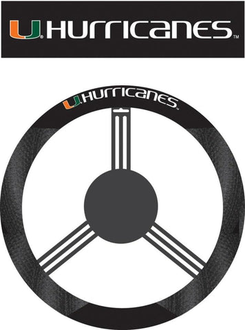 NCAA Miami Hurricanes Poly-Suede on Mesh Steering Wheel Cover by Fremont Die
