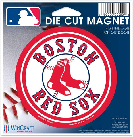 MLB Boston Red Sox Round Logo on 4 inch Auto Magnet by WinCraft
