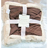 Brown Sherpa Look of Lamb Skin Micro Plush Throw Blanket 50"x60" Reversible