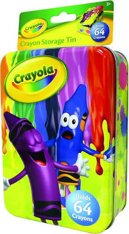 Crayola Storage Tin Holds 64 Crayons 6.25" tall 4.25" wide 2" deep
