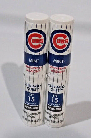 Set of 2 Sealed MLB Chicago Cubs SPF 15 Lip Balm Mission Skincare