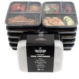 Bento Food Storage Lunch Containers 3 Conpartments 32 oz Reusable Black 10 Count