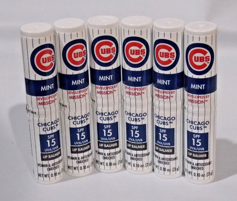 Set of 6 Sealed MLB Chicago Cubs SPF 15 Lip Balm Mission Skincare