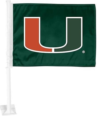 NCAA Miami Hurricanes Logo on Green Window Car Flag by Fanmats