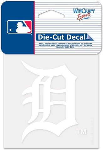 MLB Detroit Tigers All White Logo on 4"x4" Perfect Cut Decal Single by WinCraft