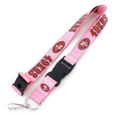 NFL San Francisco 49ers Logo on Pink w/Red Lettering 24" x 1" Lanyard Keychain
