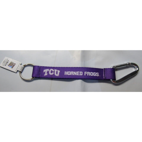 NCAA Texas Christian Univ Horned Frogs Wristlet Carabiner w/Key Ring 8.5" long by Aminco