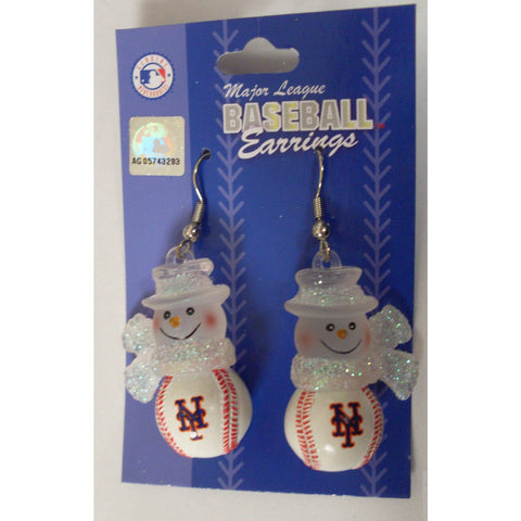 MLB Womens Snowman Earrings New York Mets