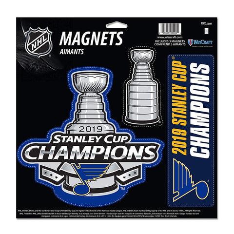 NHL St. Louis Blues 2019 Stanley Cup Champions 3-Pack Car Magnet Set WinCraft