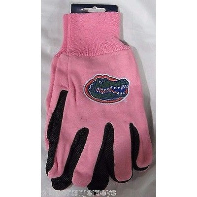 NCAA Florida Gators Logo on Pink w/Black Palm 2-Tone No Slip Utility Work Gloves