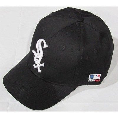 MLB Chicago White Sox Adult Cap Curved Brim Raised Replica Cotton Twill Hat Black