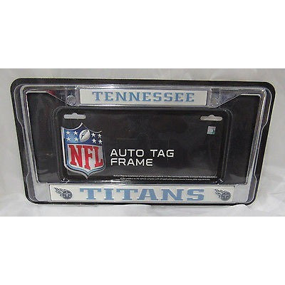 NFL Tennessee Titans Chrome License Plate Frame Thin Blue Letters