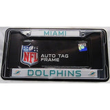NFL Miami Dolphins Chrome License Plate Frame Thin Letters