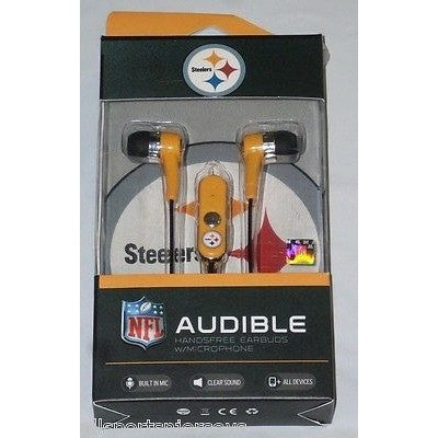 NFL Pittsburgh Steelers Team Logo Earphones with Microphone by MIZCO