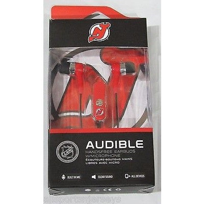 NHL New Jersey Devils Team Logo Earphones with Microphone by MIZCO