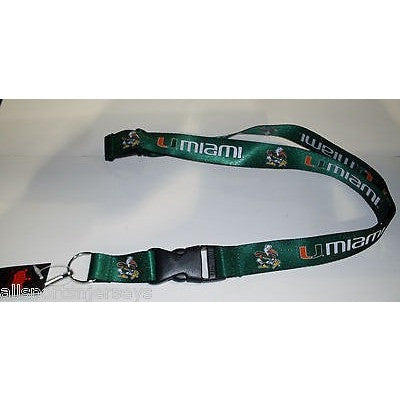 NCAA Miami Hurricanes Green Lanyard Detachable Buckle 23" L 3/4" W by Aminco