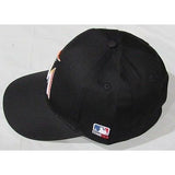 MLB Miami Marlins Adult Cap Flat Brim Raised Replica Cotton Twill Hat Black