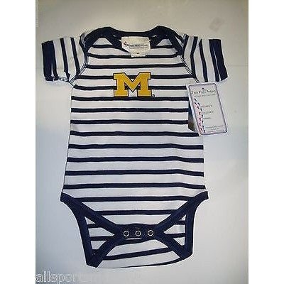 NCAA Michigan Wolverines 12M Infant Striped Creeper Onesie Bodysuit