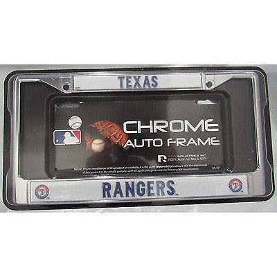 MLB Texas Rangers Chrome License Plate Frame Thin Letters
