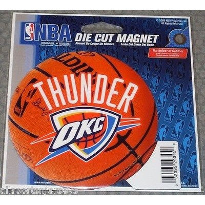 NBA Oklahoma City Thunder Logo on Basketball 4 inch Auto Magnet by WinCraft