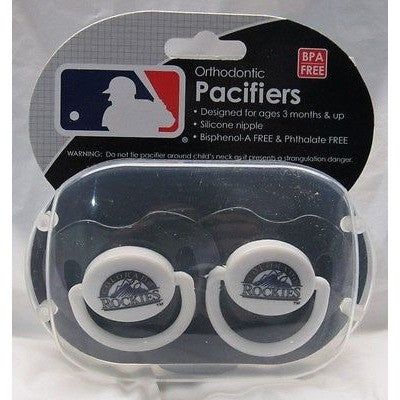 MLB Colorado Rockies Pacifiers Set of 2 w/ Stripe on Shield in Case