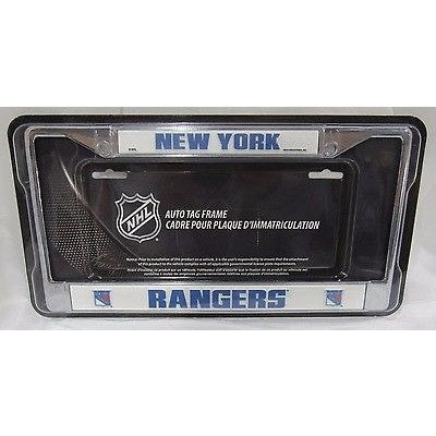 NHL New York Rangers Chrome License Plate Frame Thick Blue Letters