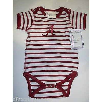 NCAA Alabama Crimson Tide 6M Infant Striped Creeper Onesie Bodysuit