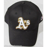 MLB Oakland Athletics A's Adult Cap Curved Brim Raised Replica Cotton Twill Hat Alt Black