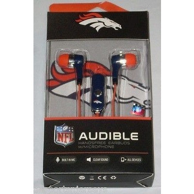 NFL Denver Broncos Team Logo Earphones with Microphone by MIZCO
