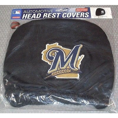 MLB Milwaukee Brewers Headrest Cover Embroidered Alt Logo Set of 2 by Team ProMark