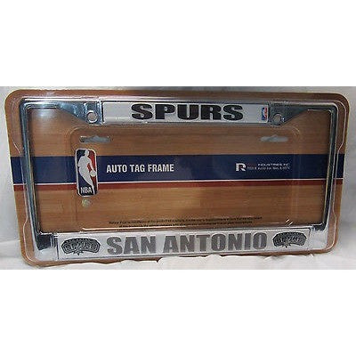 NBA San Antonio Spurs Chrome License Plate Frame Gray Bottom Black Up