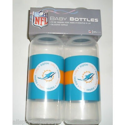 NFL Miami Dolphins 9 fl oz Baby Bottle 2 Pack by baby fanatic