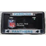 NFL Carolina Panthers Chrome License Plate Frame Thin Letters