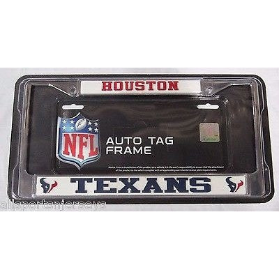 NFL Houston Texans Chrome License Plate Frame Thick 2 Color Letters