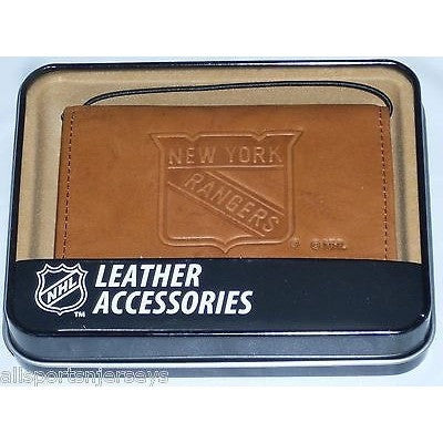 NHL New York Rangers Embossed TriFold Leather Wallet With Gift Box