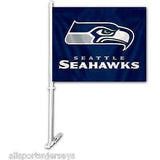 NFL Seattle Seahawks Logo over Name on Blue Window Car Flag