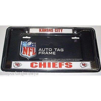 NFL Kansas City Chiefs Chrome License Plate Frame Thick Red Letters