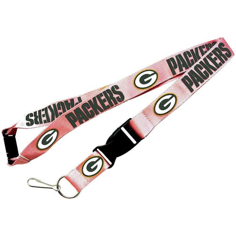 NFL Green Bay Packers Logo on Pink w/Green Lettering 24" by 1" Lanyard Keychain